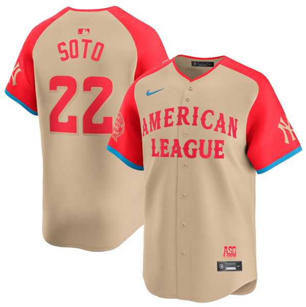 Men%27s American League #22 Juan Soto Cream 2024 All-Star Limited Stitched Baseball Jersey